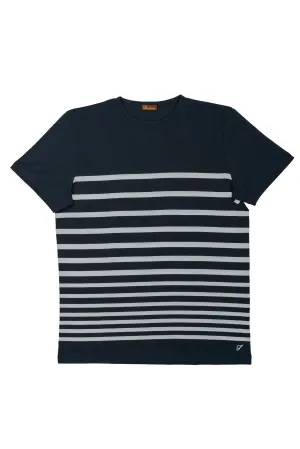 Stenströms Striped Cotton T-Shirt: Navy