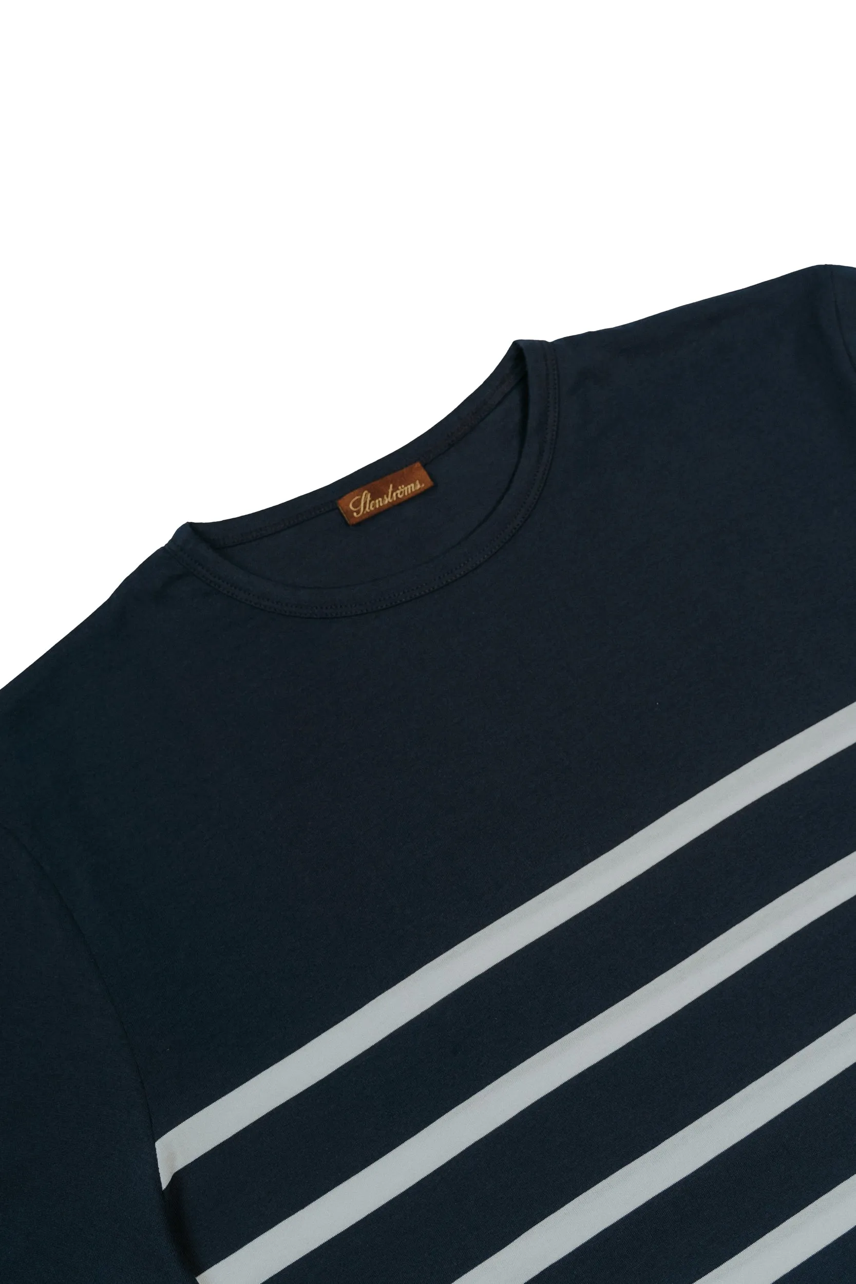 Stenströms Striped Cotton T-Shirt: Navy