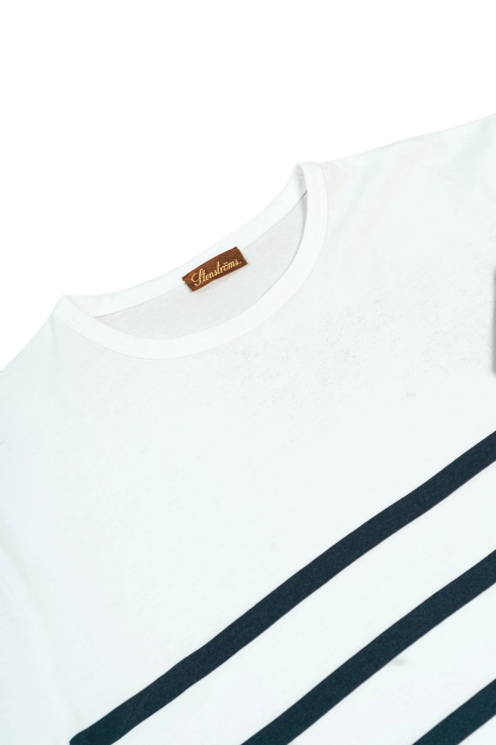 Stenströms Striped Cotton T-Shirt: White