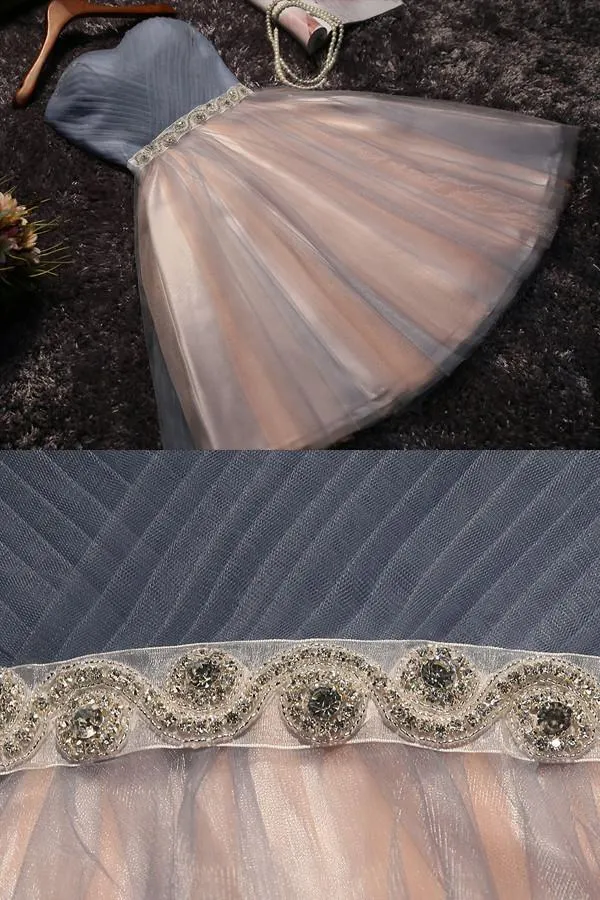 Strapless Beaded Belt Two colors Skirt Homecoming Prom Dresses, Affordable Short Party Prom Sweet 16 Dresses, Perfect Homecoming Cocktail Dresses, BDY0313