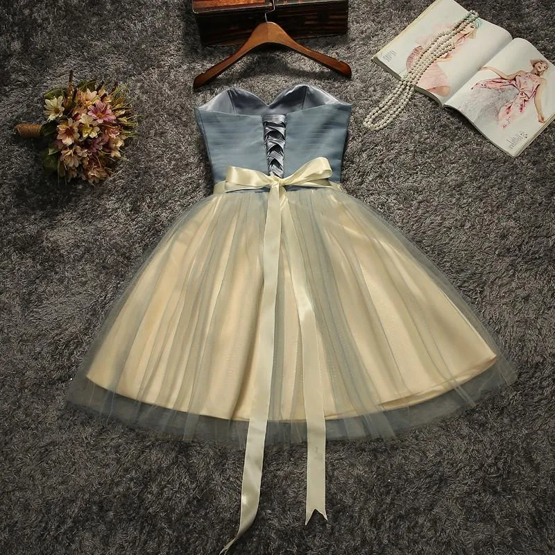Strapless Beaded Belt Two colors Skirt Homecoming Prom Dresses, Affordable Short Party Prom Sweet 16 Dresses, Perfect Homecoming Cocktail Dresses, BDY0313