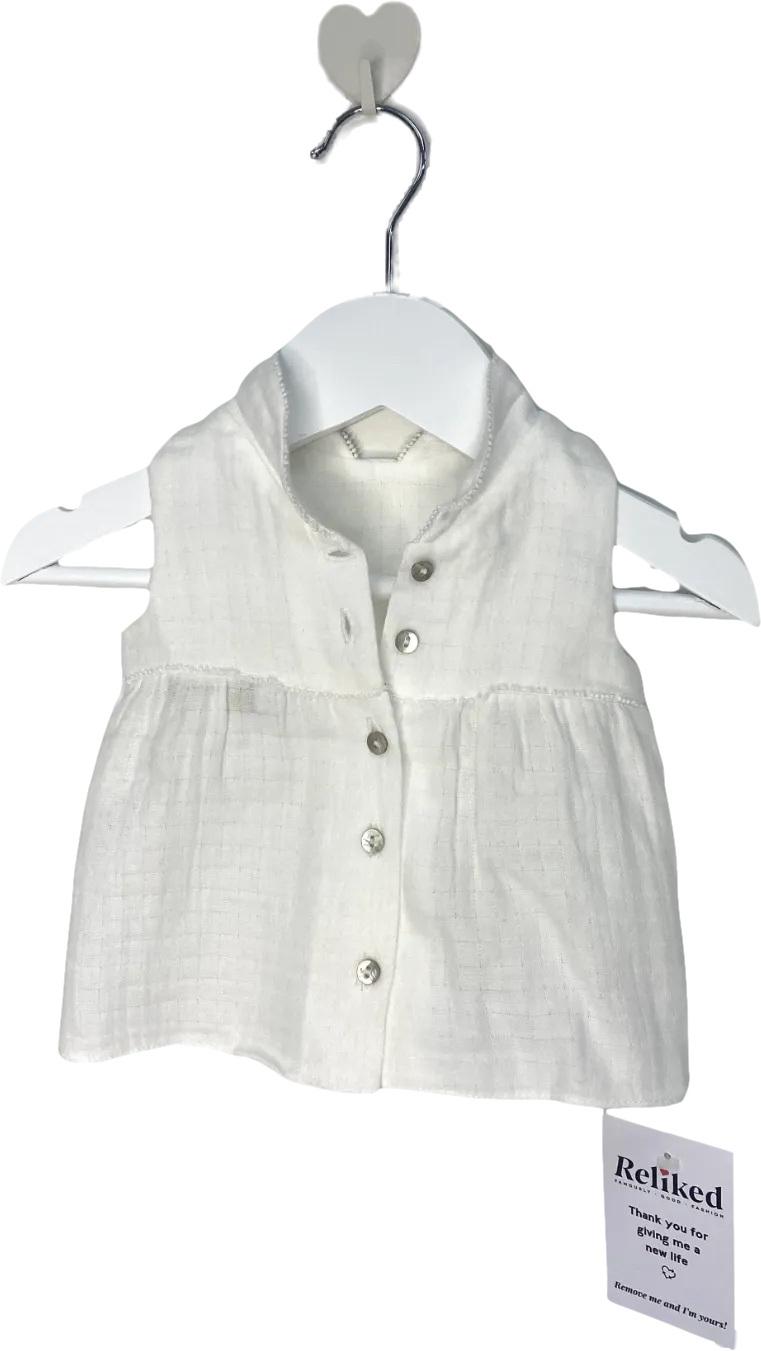 Strawberries&Cream White Cotton Sleeveless  Top And Shorts 2 Piece Set 0-3 Months