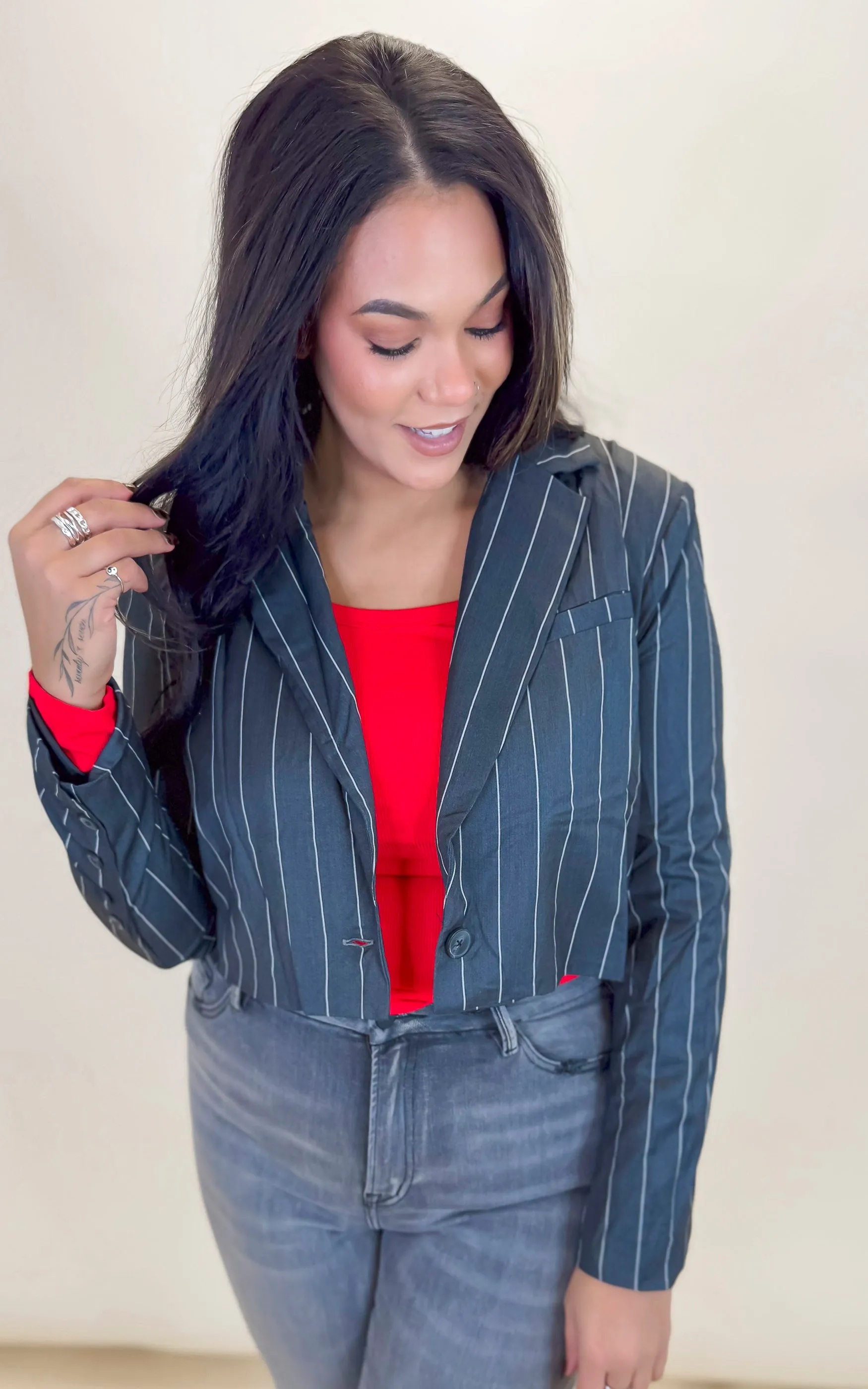 Striped Cropped Blazer - Final Sale