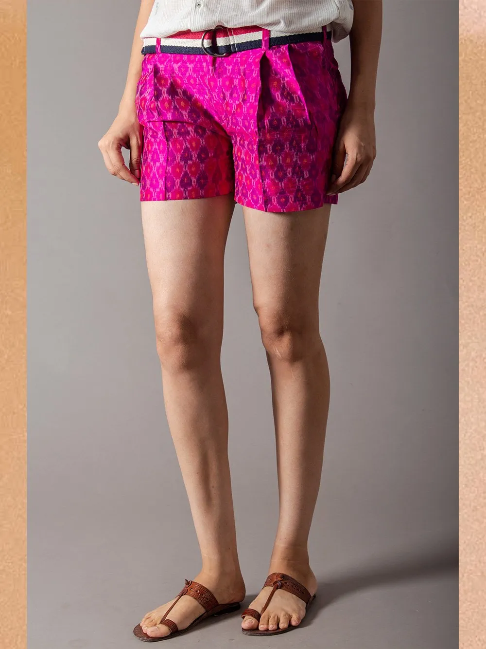 SUKETDHIR   I   SD Short Pant | Silk Ikat | Magenta