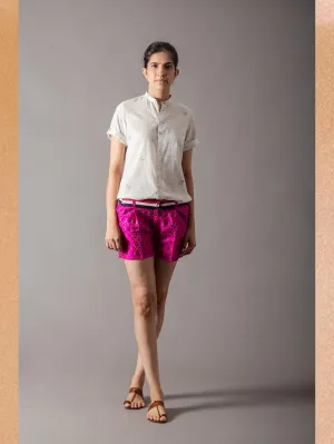SUKETDHIR   I   SD Short Pant | Silk Ikat | Magenta