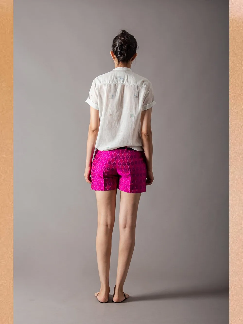SUKETDHIR   I   SD Short Pant | Silk Ikat | Magenta