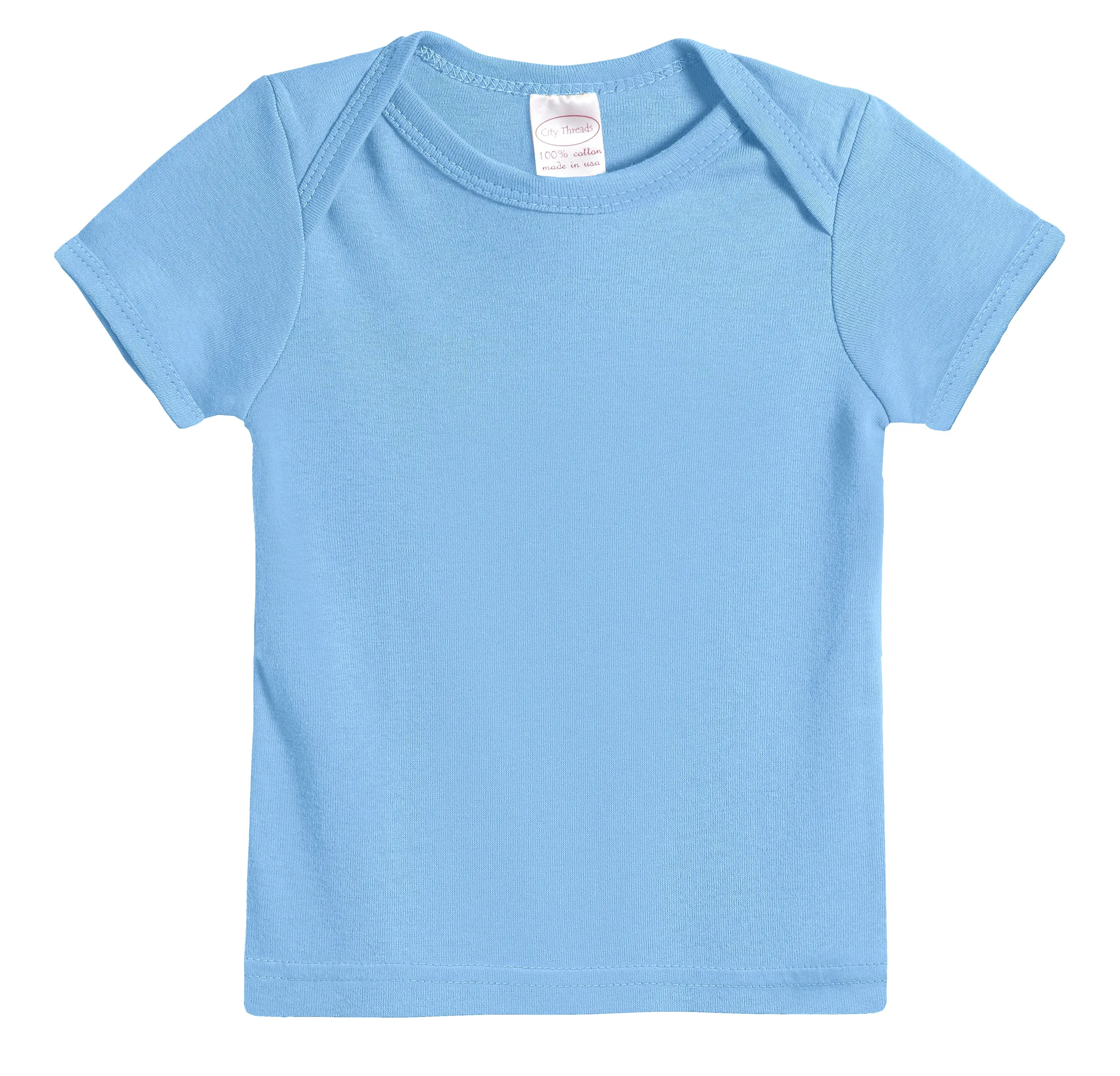 Super-Soft Organic Cotton Baby Rib Short Sleeve Lap Tee| Bright Light Blue