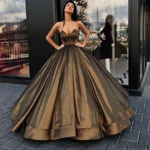 Sweetheart Ball Gown, Beaded Princess Long Prom Dresses, Cheap Long Prom Dresses, PD0352