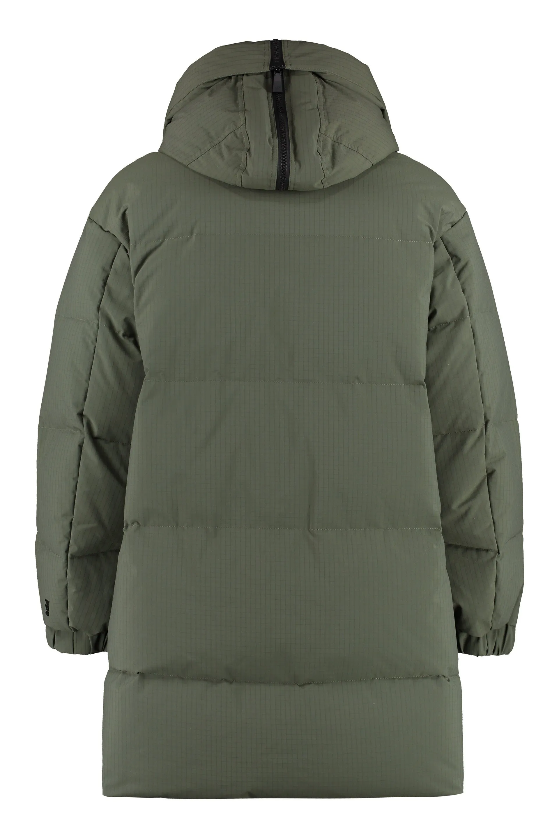Techno fabric long down jacket