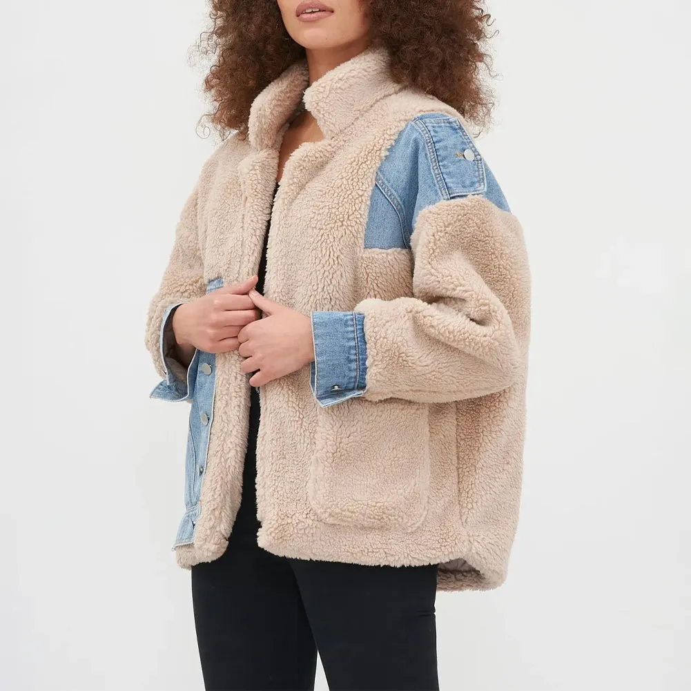 Teddy Denim Trim Jacket