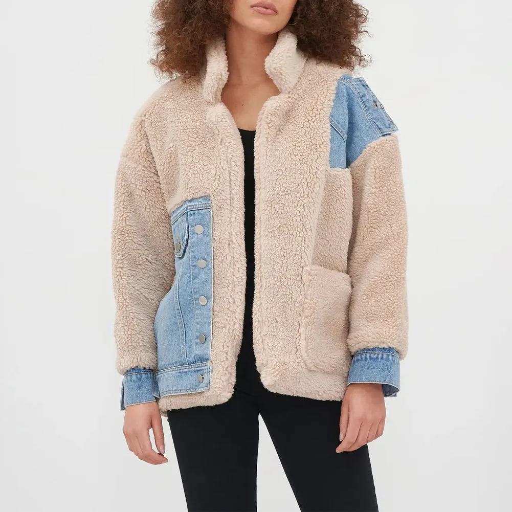 Teddy Denim Trim Jacket