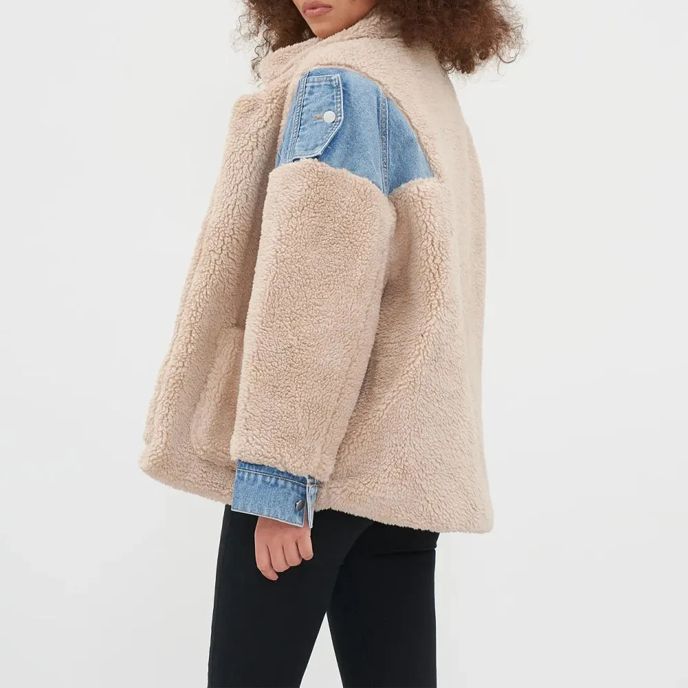 Teddy Denim Trim Jacket