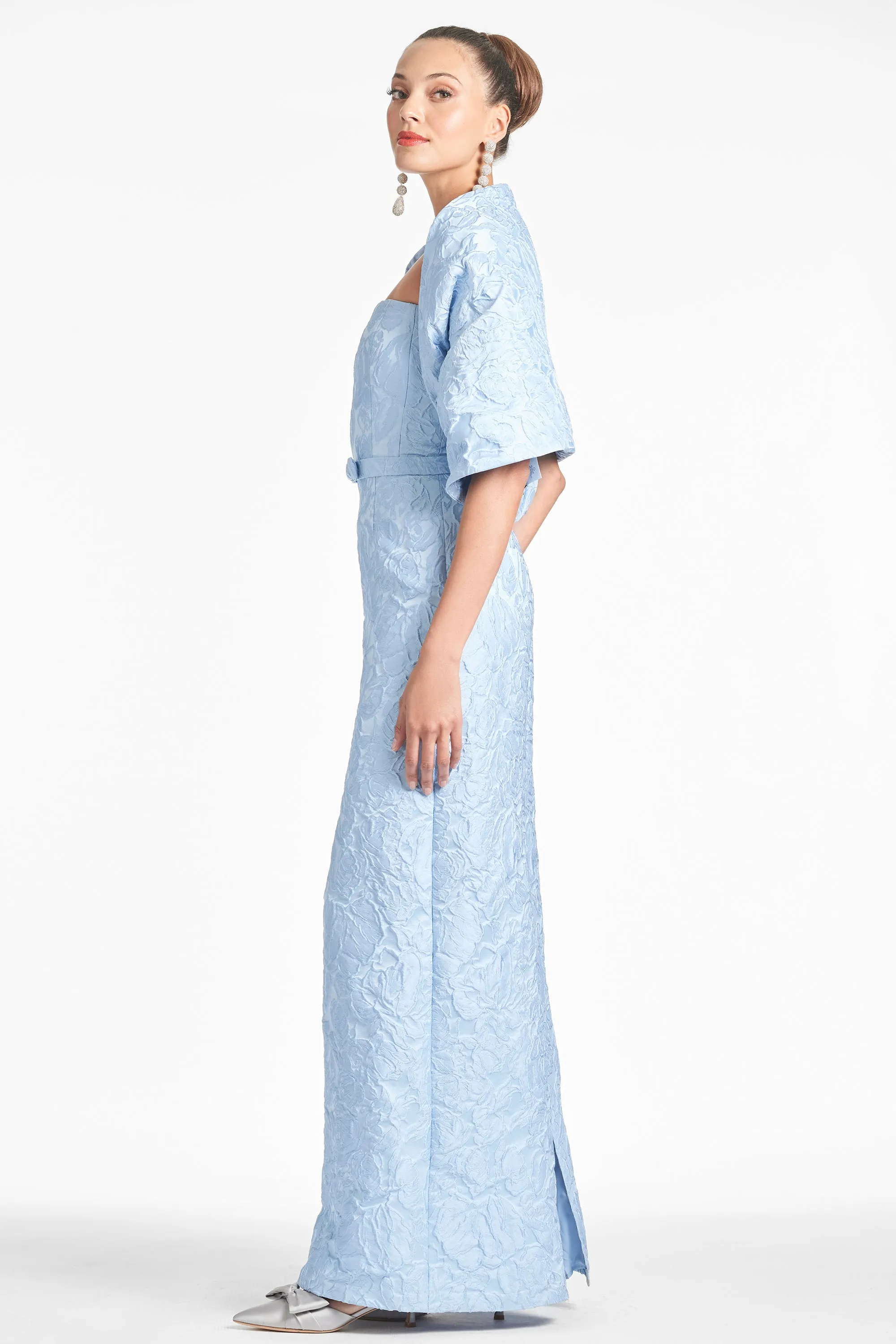THE HUG SHAWL - ICE BLUE JACQUARD CLOQUE