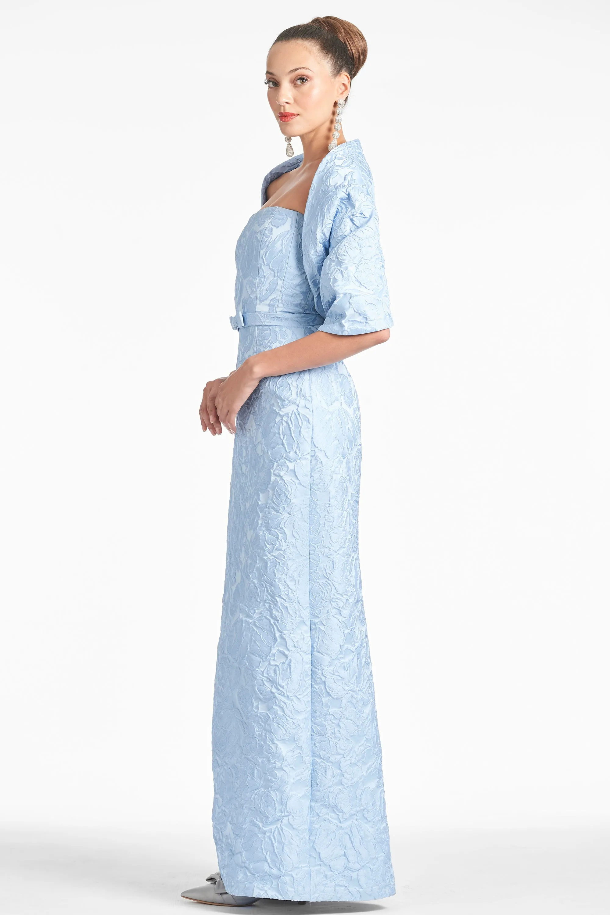 THE HUG SHAWL - ICE BLUE JACQUARD CLOQUE