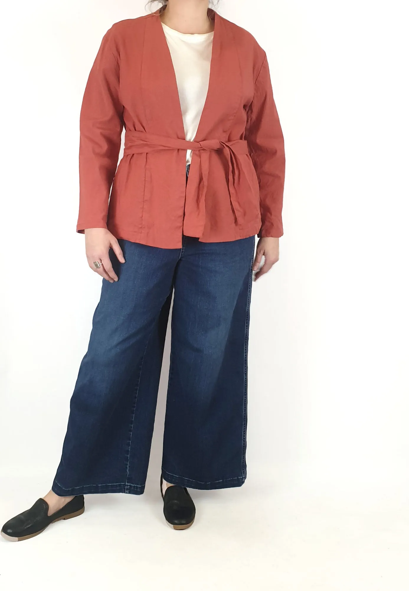 The Social Outfit red linen blend jacket size L