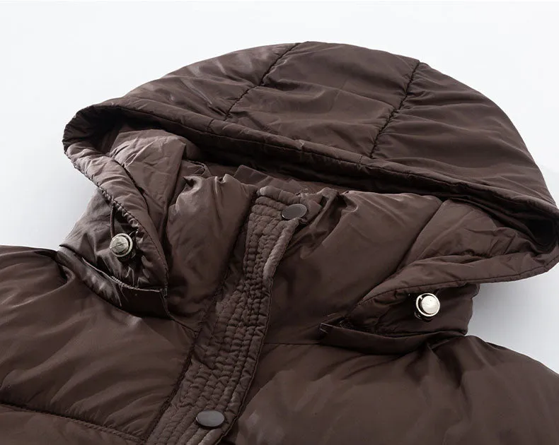 Thickened Quilted Hooded Puffer Jacket - Water-resistant Women's Outerwear