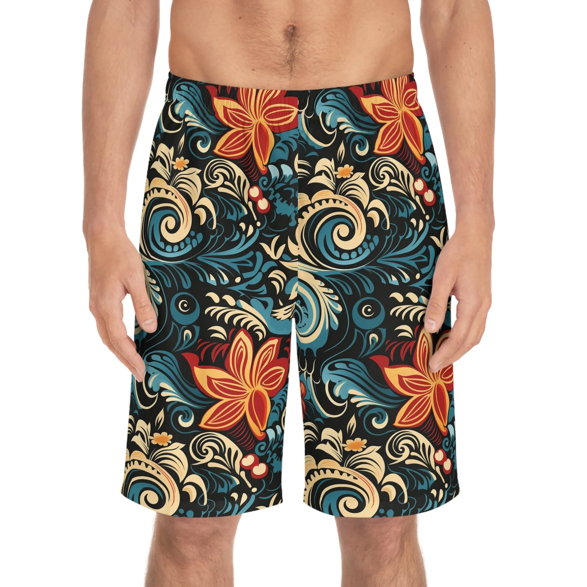 Tropical Floral Men's Board Shorts | Perfect for Beach Days & Summer Fun