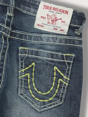 True Religion Boys Washed Effect Jeans Solid Straight Fit Blue Mid Rise
