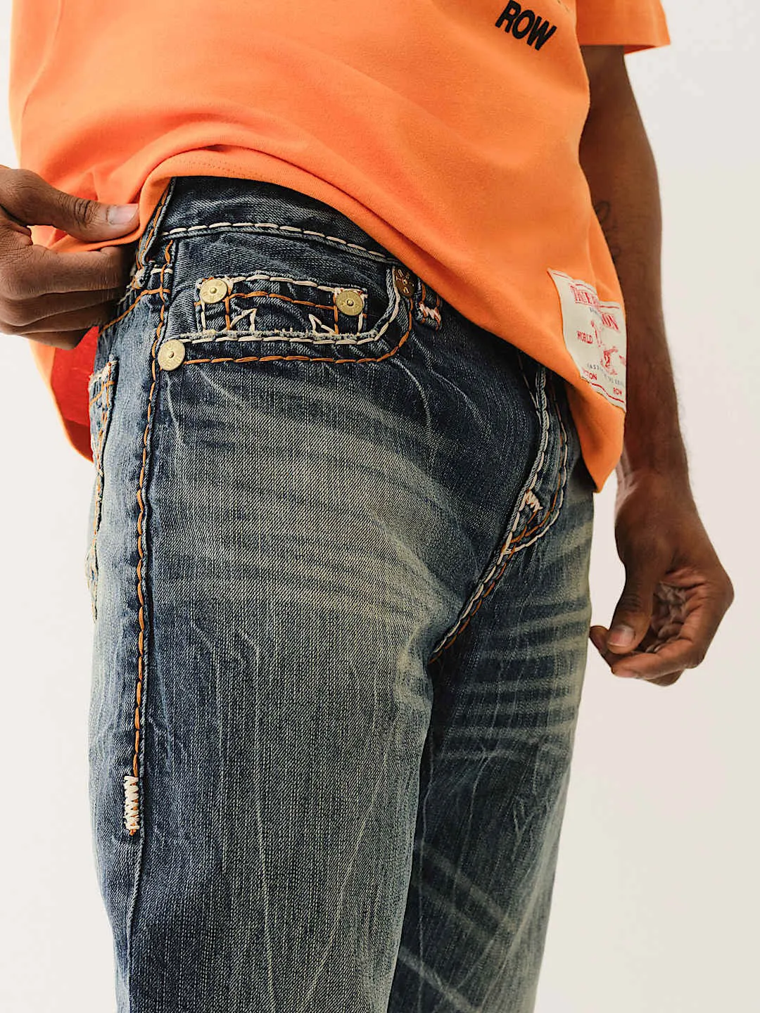 True Religion Men Blue Slim Fit Washed Jeans