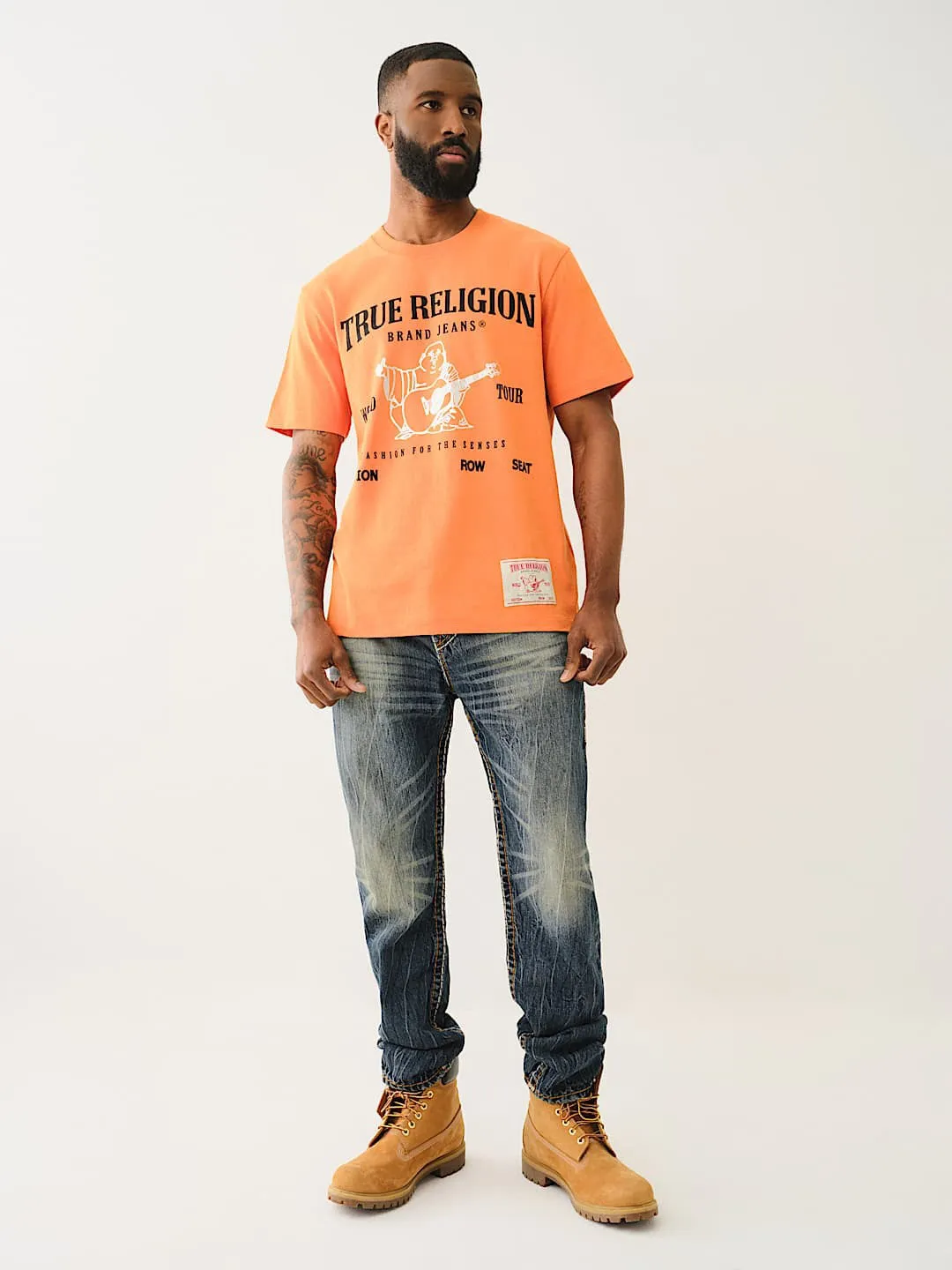 True Religion Men Blue Slim Fit Washed Jeans