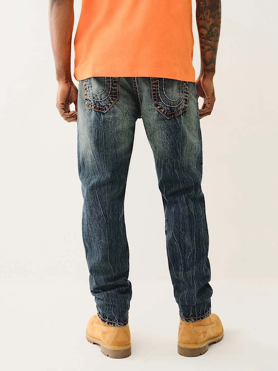 True Religion Men Blue Slim Fit Washed Jeans