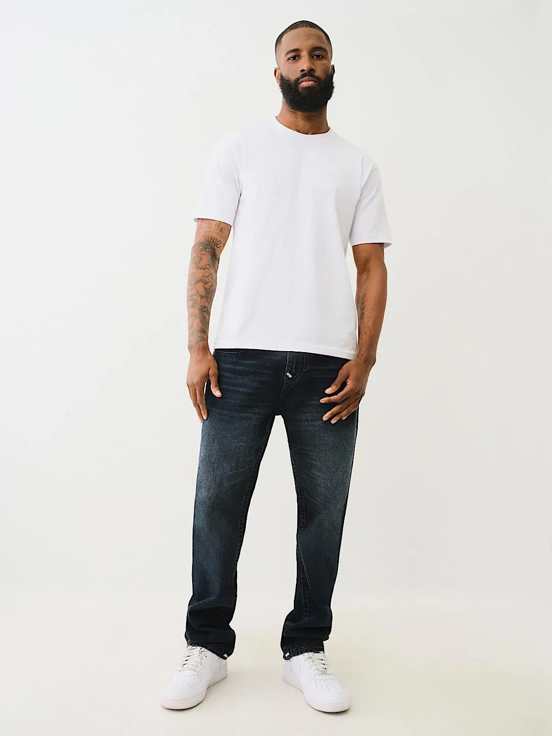 True Religion Super T Ricky Straight Fit Blue Mid Rise Washed Jeans