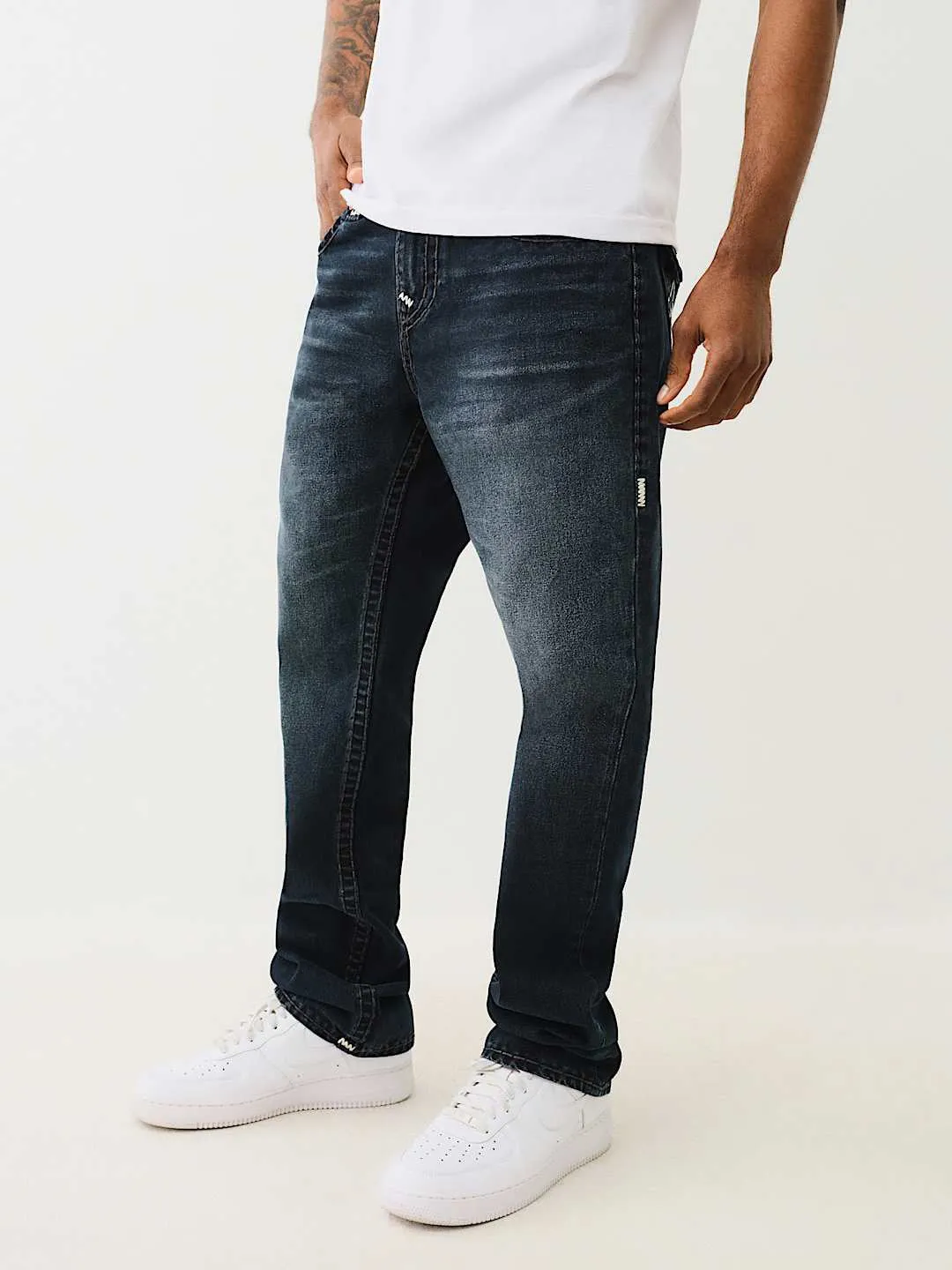 True Religion Super T Ricky Straight Fit Blue Mid Rise Washed Jeans
