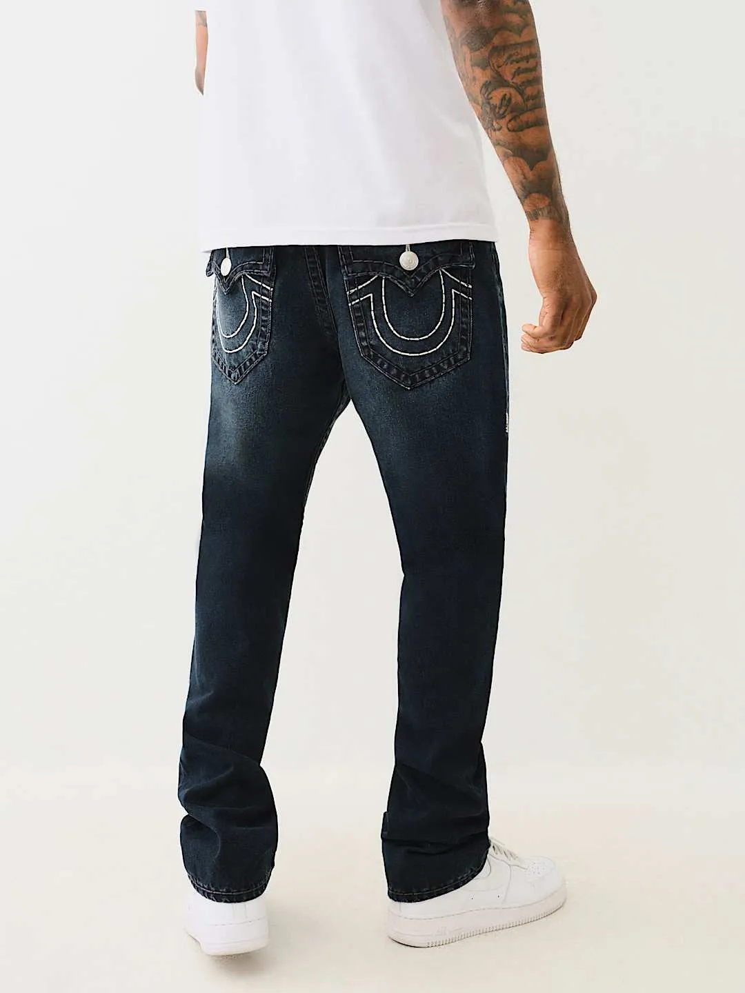 True Religion Super T Ricky Straight Fit Blue Mid Rise Washed Jeans