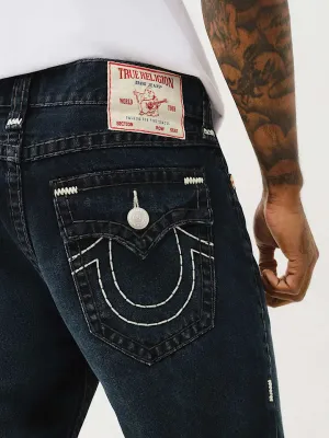 True Religion Super T Ricky Straight Fit Blue Mid Rise Washed Jeans