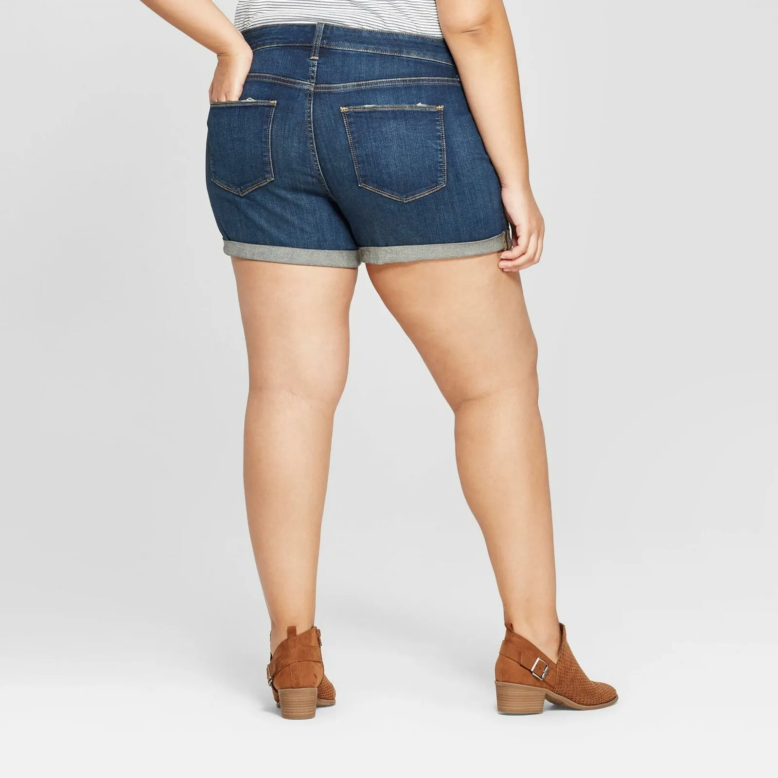 Universal Thread Women's Plus Size Roll Cuff Jean Midi Shorts