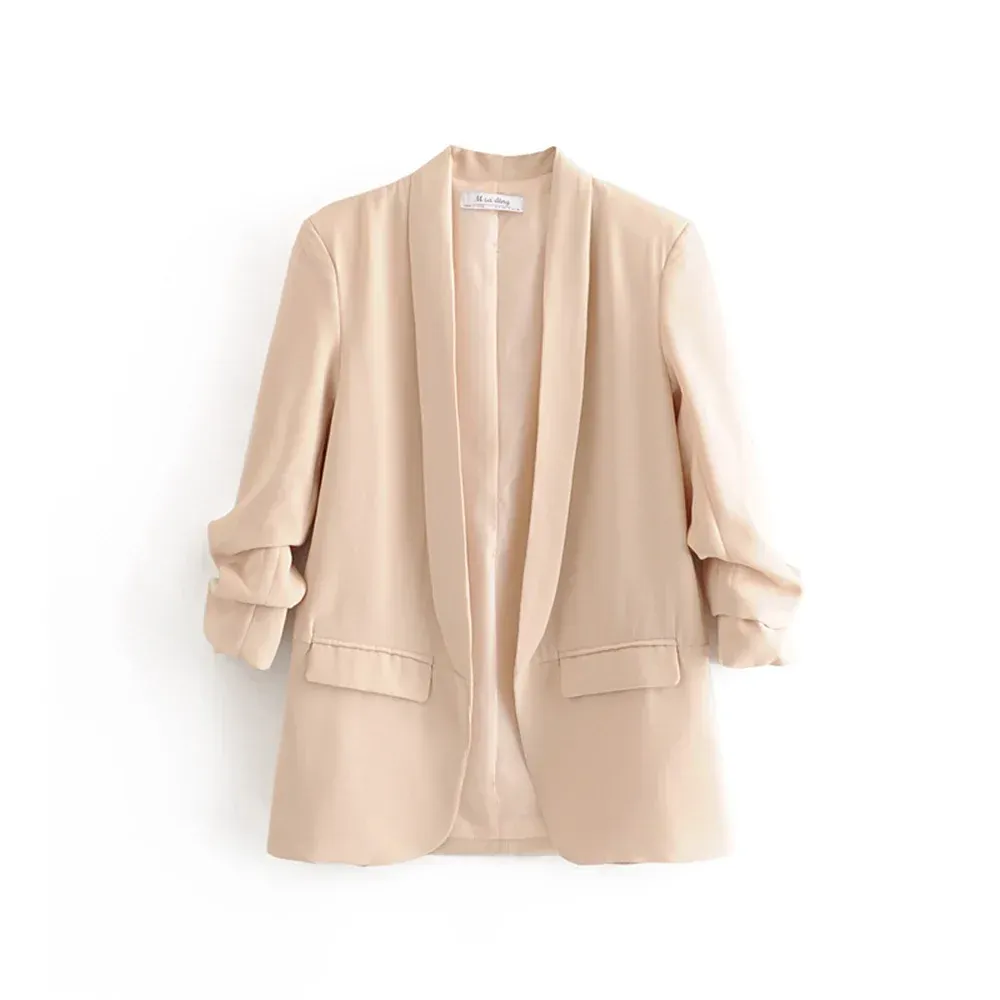 Urban Leisure Versatile Candy Women's Pleated Sleeve Blazer
