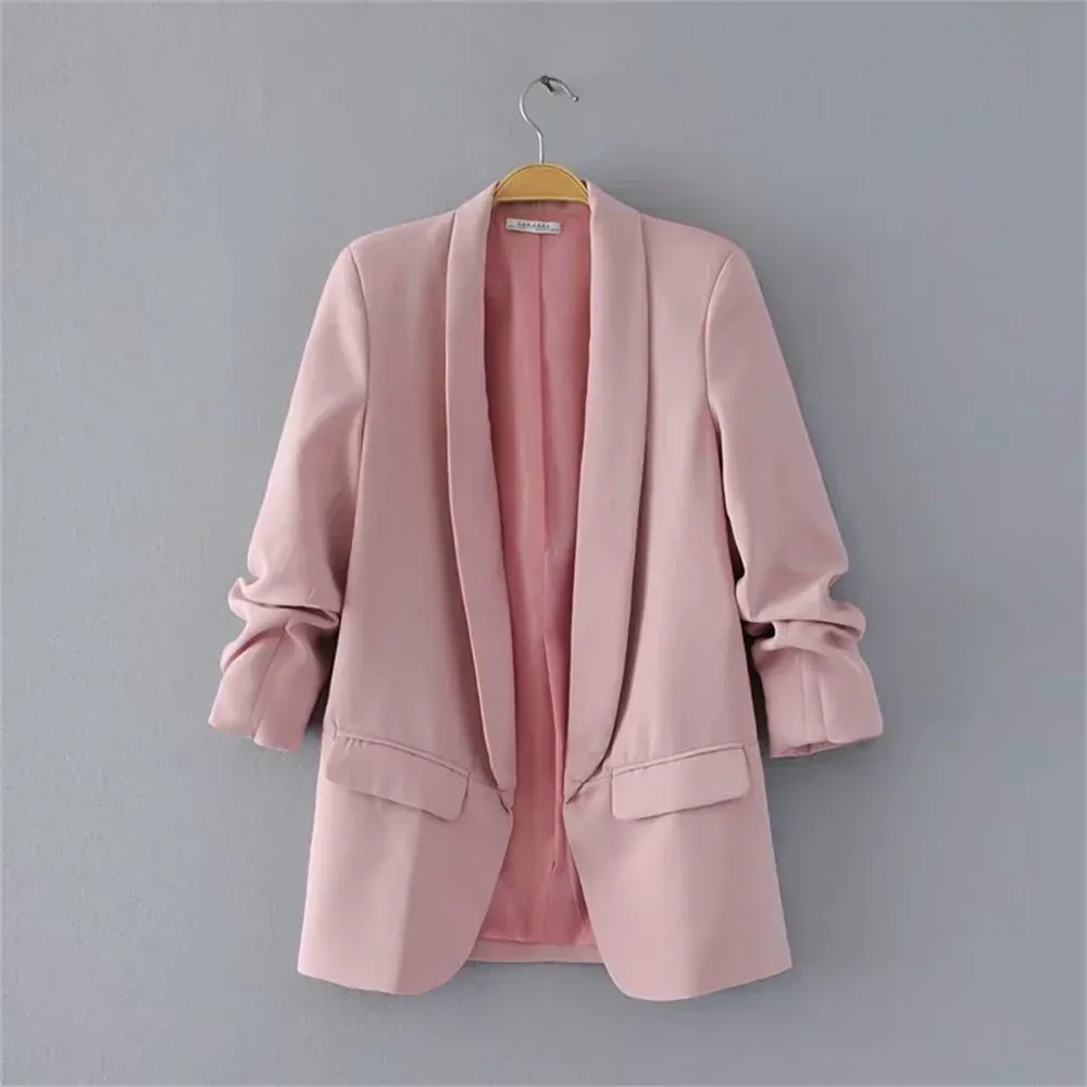 Urban Leisure Versatile Candy Women's Pleated Sleeve Blazer