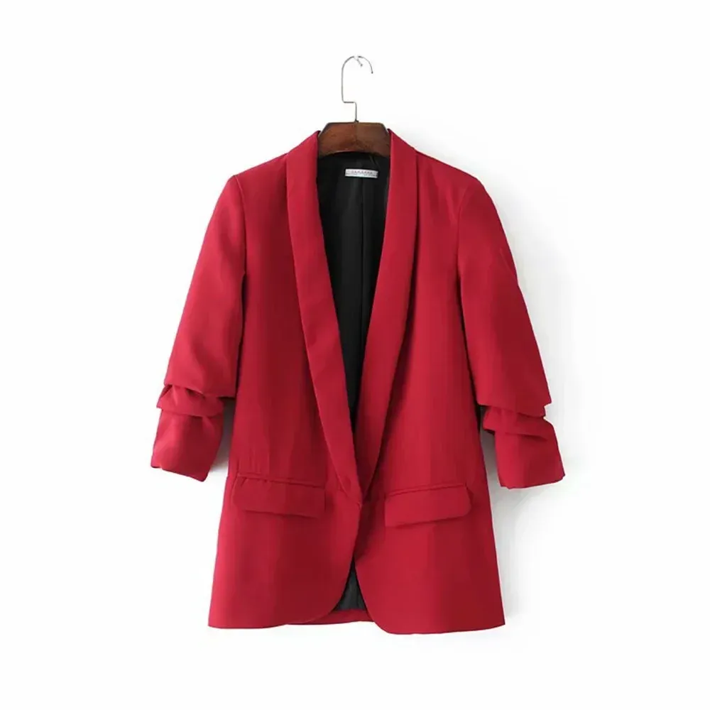 Urban Leisure Versatile Candy Women's Pleated Sleeve Blazer