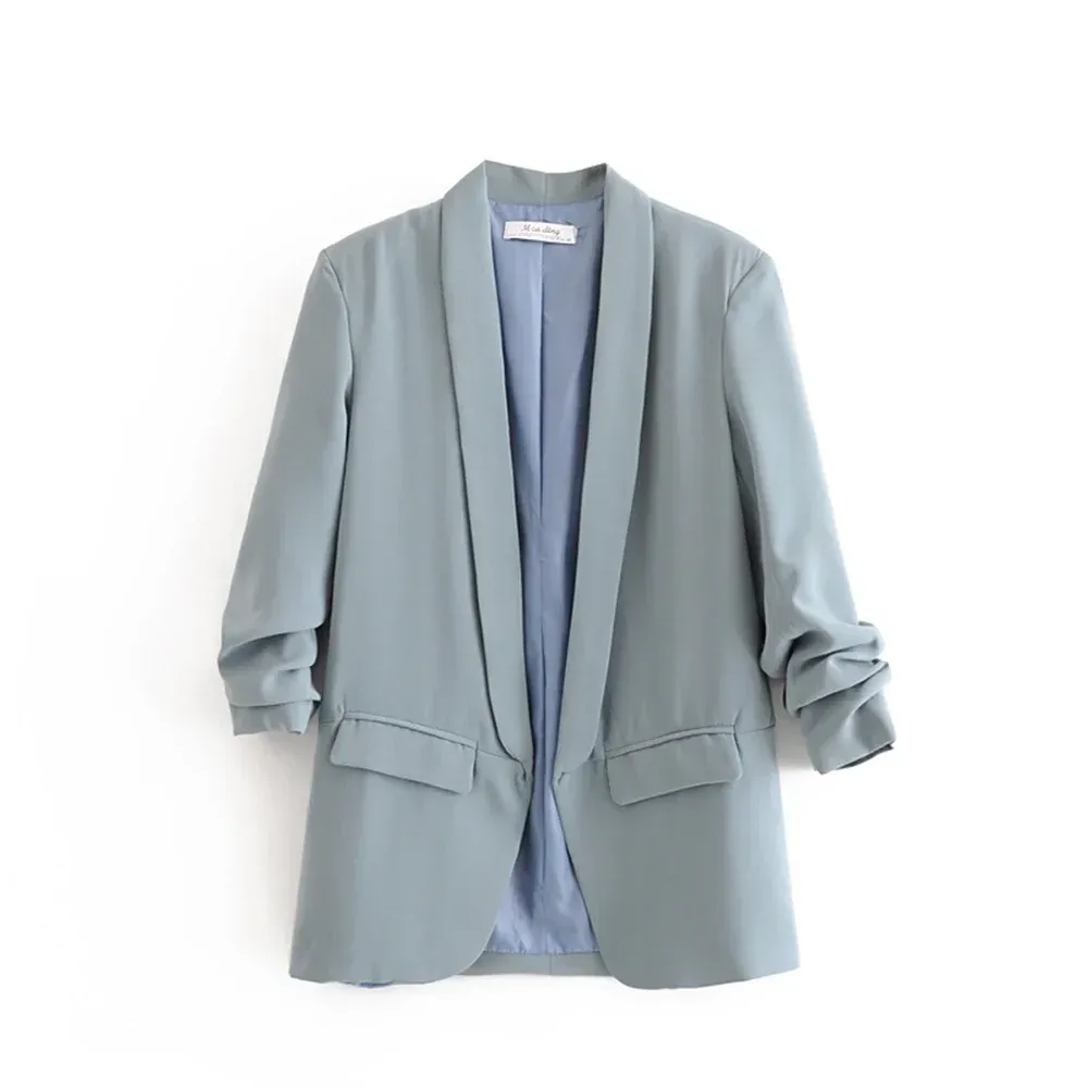 Urban Leisure Versatile Candy Women's Pleated Sleeve Blazer