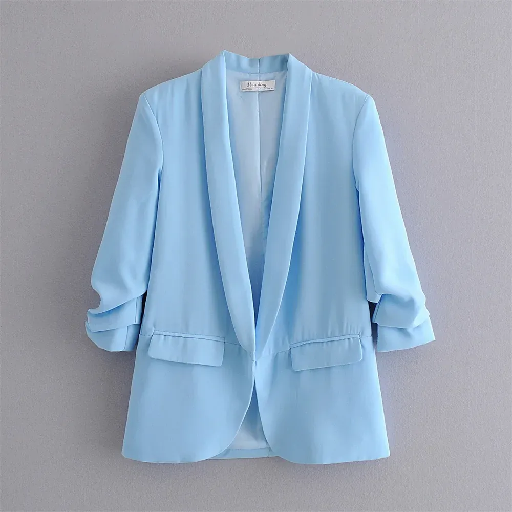 Urban Leisure Versatile Candy Women's Pleated Sleeve Blazer