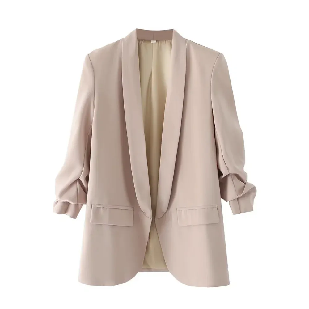 Urban Leisure Versatile Candy Women's Pleated Sleeve Blazer