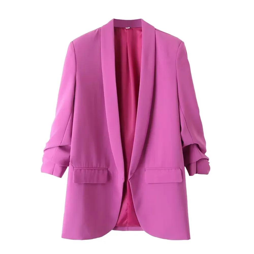 Urban Leisure Versatile Candy Women's Pleated Sleeve Blazer