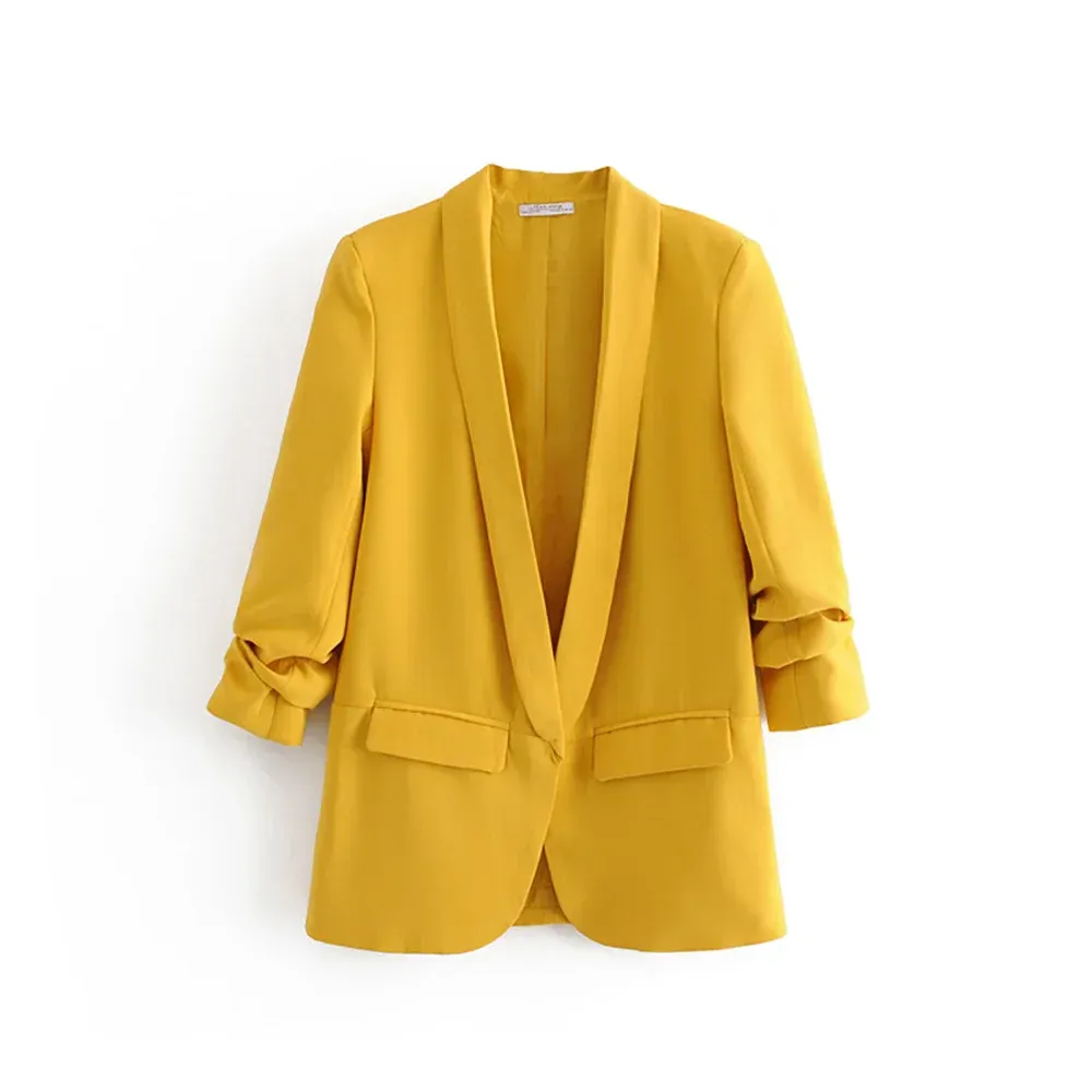 Urban Leisure Versatile Candy Women's Pleated Sleeve Blazer