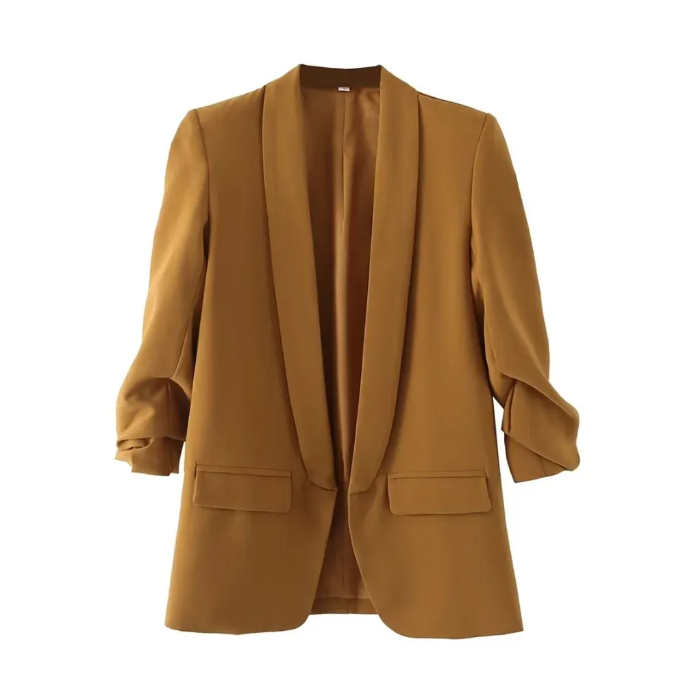 Urban Leisure Versatile Candy Women's Pleated Sleeve Blazer