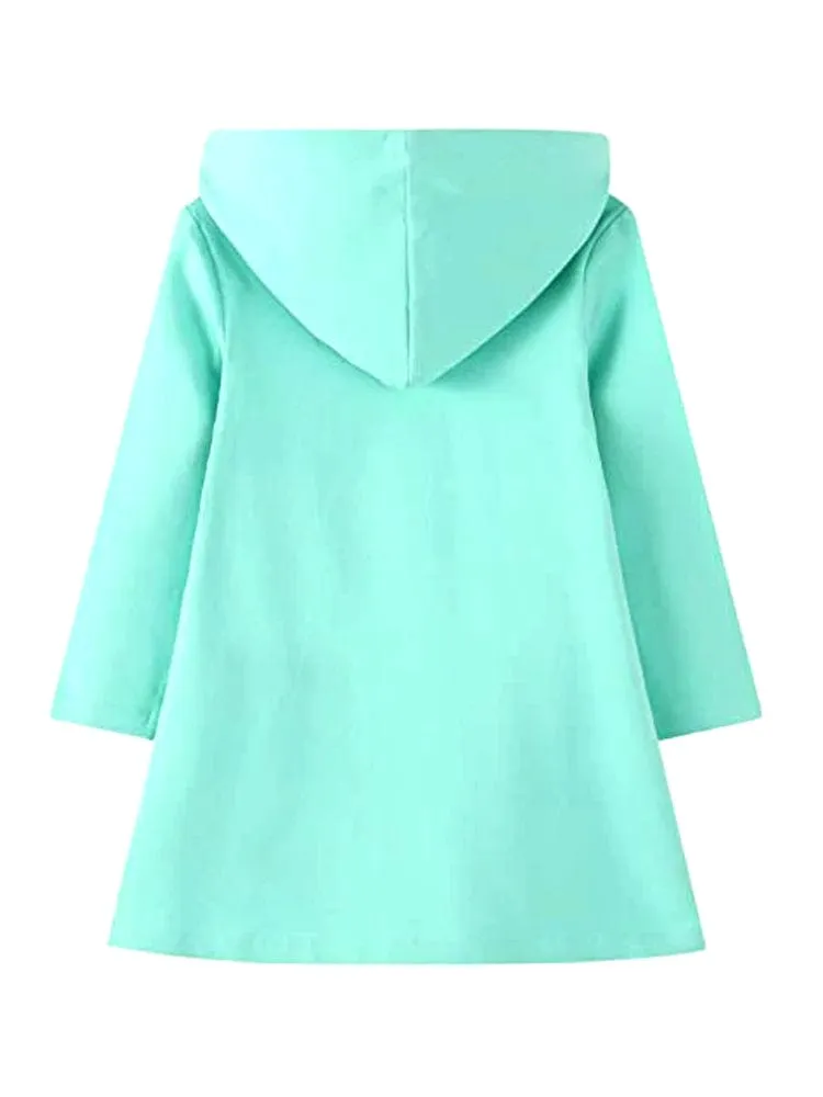 Ursula the Unicorn - Girls Long Sleeve Hooded Turquoise Unicorn Dress