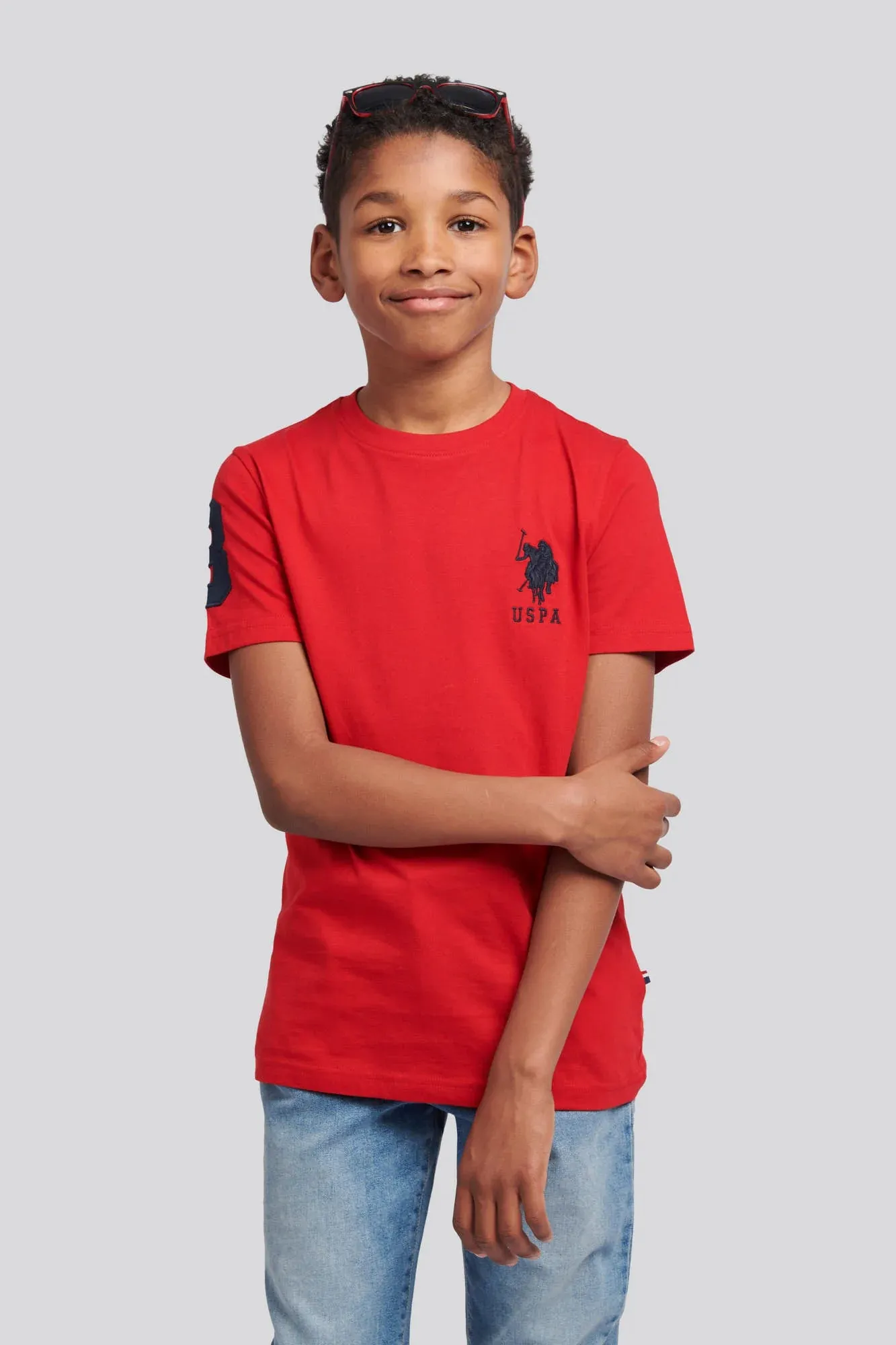 U.S. POLO ASSN.  - T-SHIRT PLAYER 3 T-SHIRT  NAVY / RED