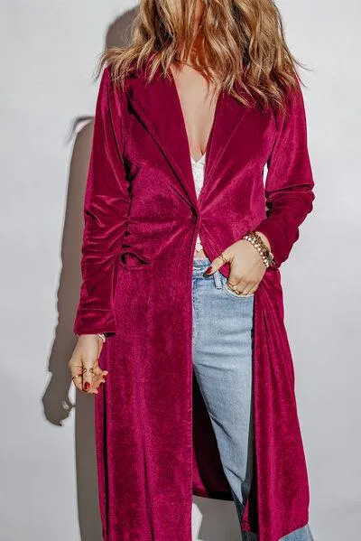 Velvet Cardigan with Pockets