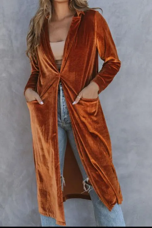 Velvet Cardigan with Pockets