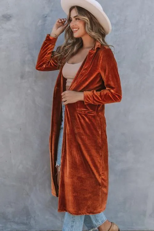 Velvet Cardigan with Pockets