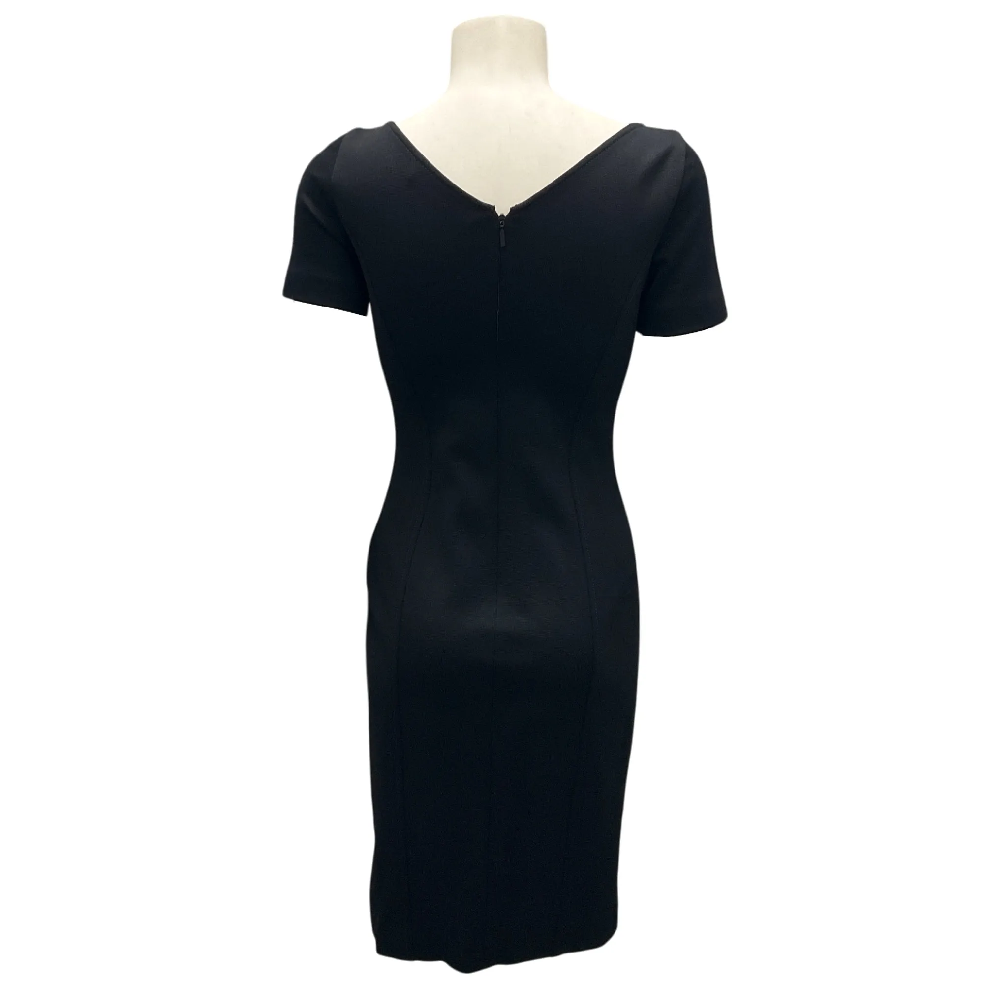Versace Black 2013 Short Sleeved Medusa Button Fitted Stretch Knit Dress