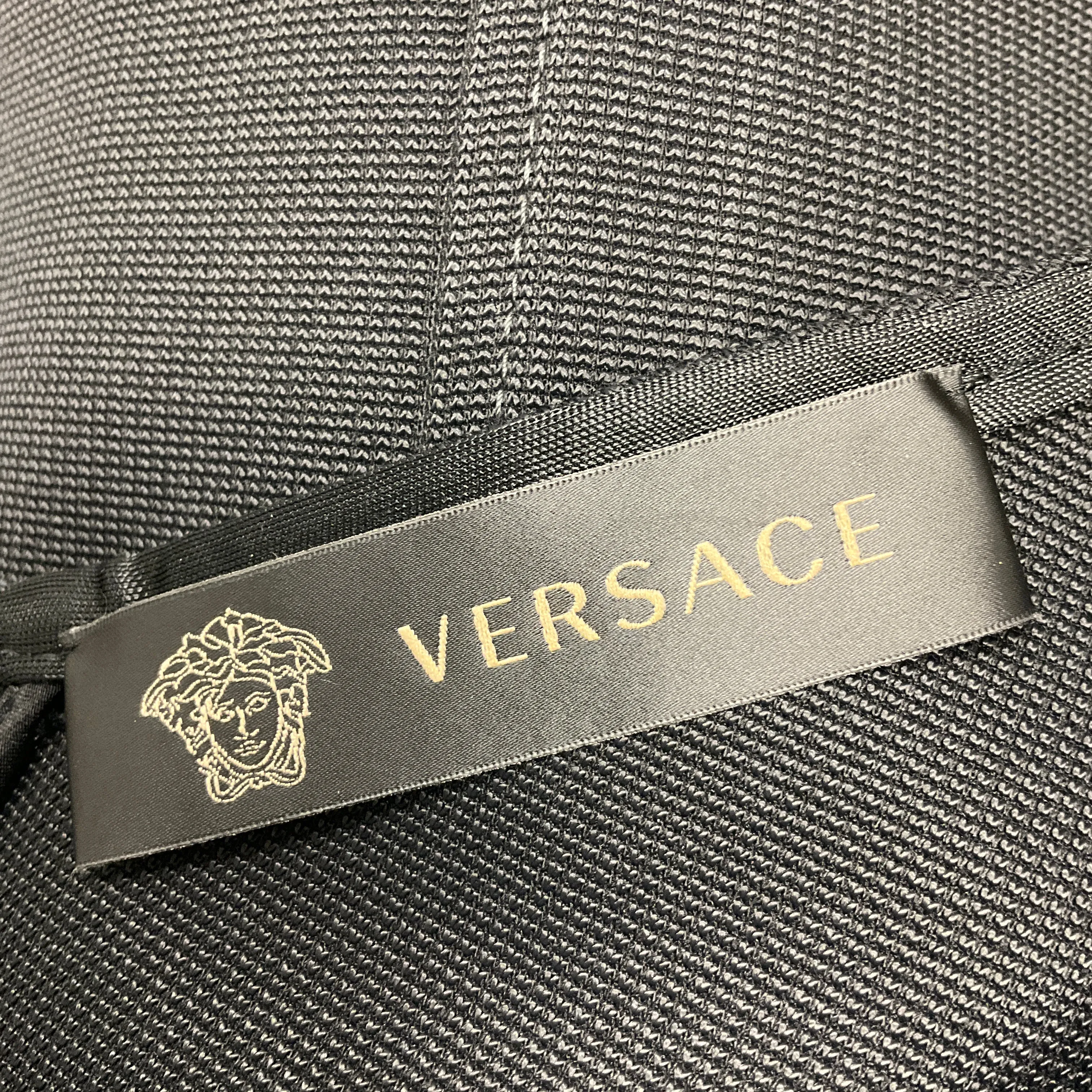 Versace Black 2013 Short Sleeved Medusa Button Fitted Stretch Knit Dress