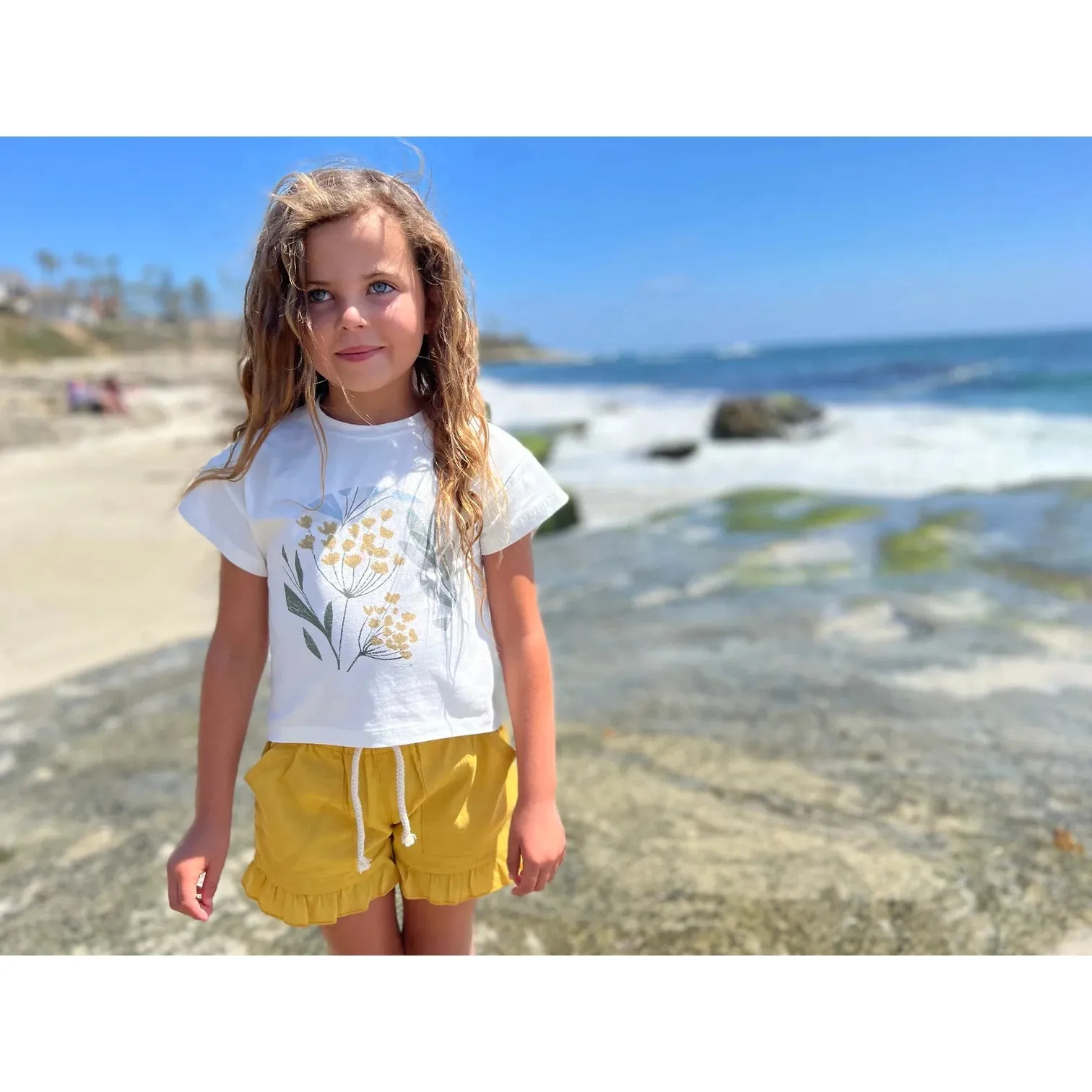 Vignette Gold Brynlee Ruffle Shorts