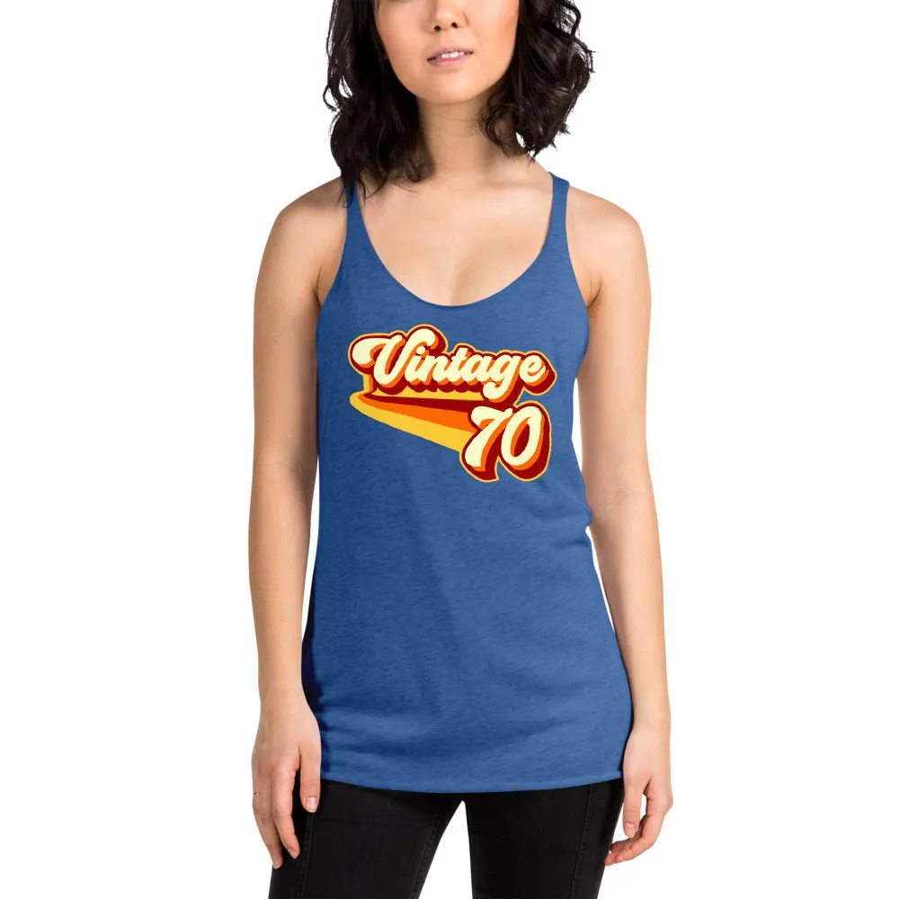 Vintage 1970 Warm Retro Lines Women's Racerback Tank