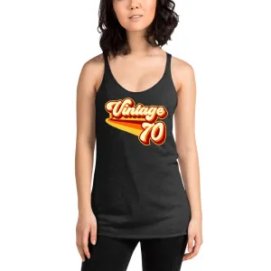 Vintage 1970 Warm Retro Lines Women's Racerback Tank