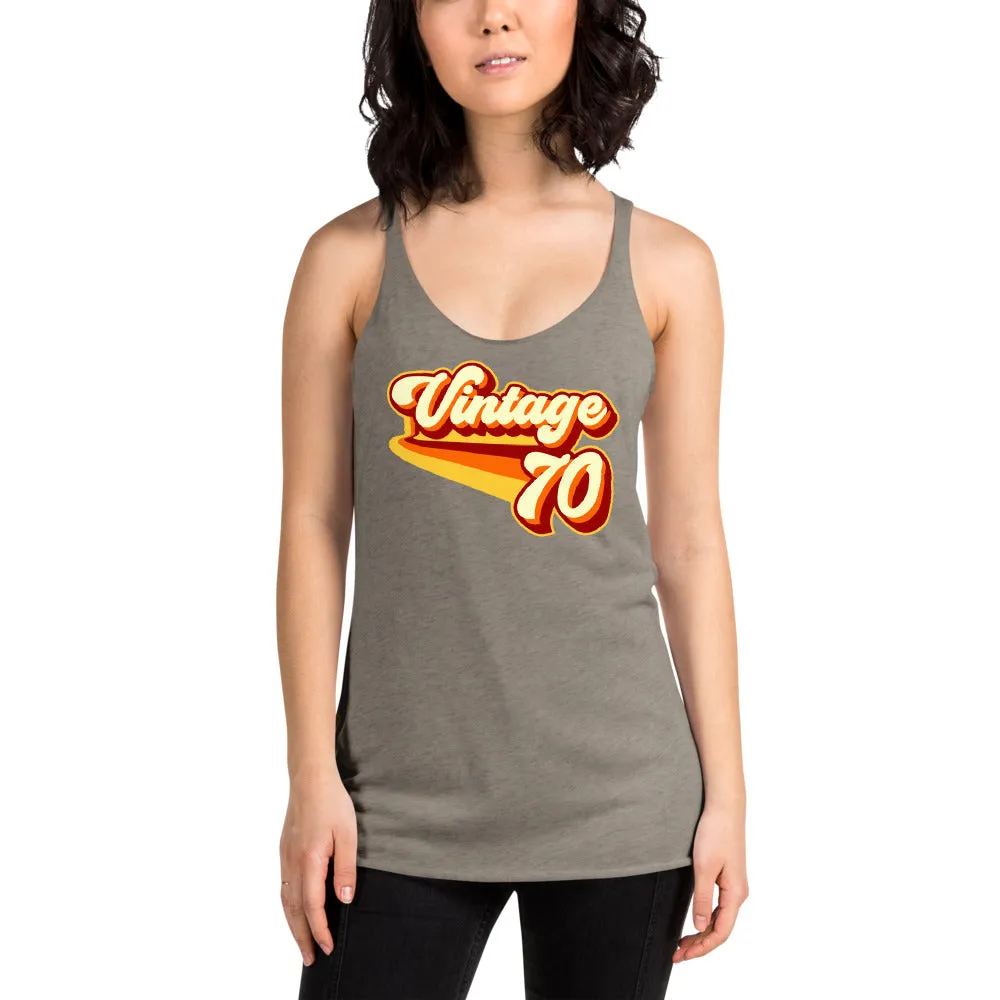 Vintage 1970 Warm Retro Lines Women's Racerback Tank